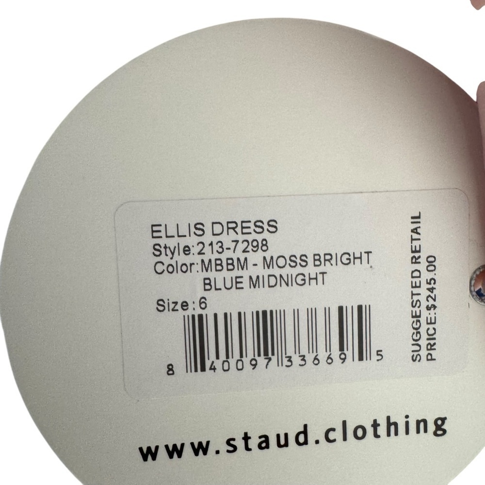 STAUD - NWT Ellis Colorblock Satin Y2K Midi Slit Dress Sz 6 - Picture 11 of 12
